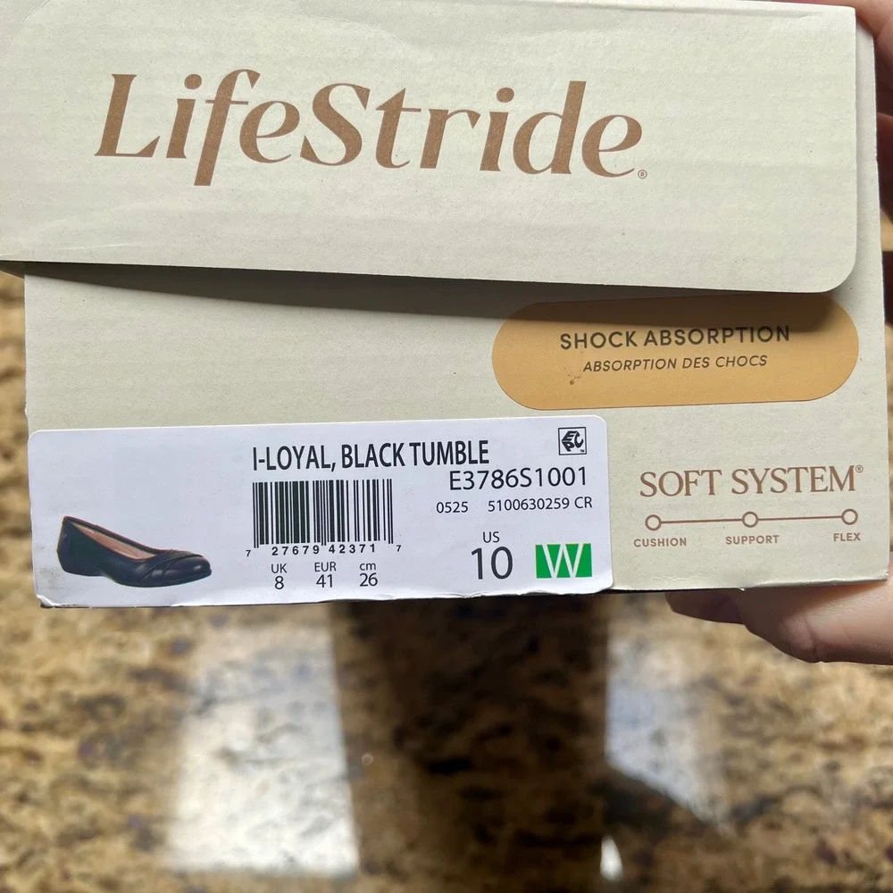 LifeStride I-Loyal Black Tumble Wedge Pumps Womens 10W Soft System‎ NEW Comfort